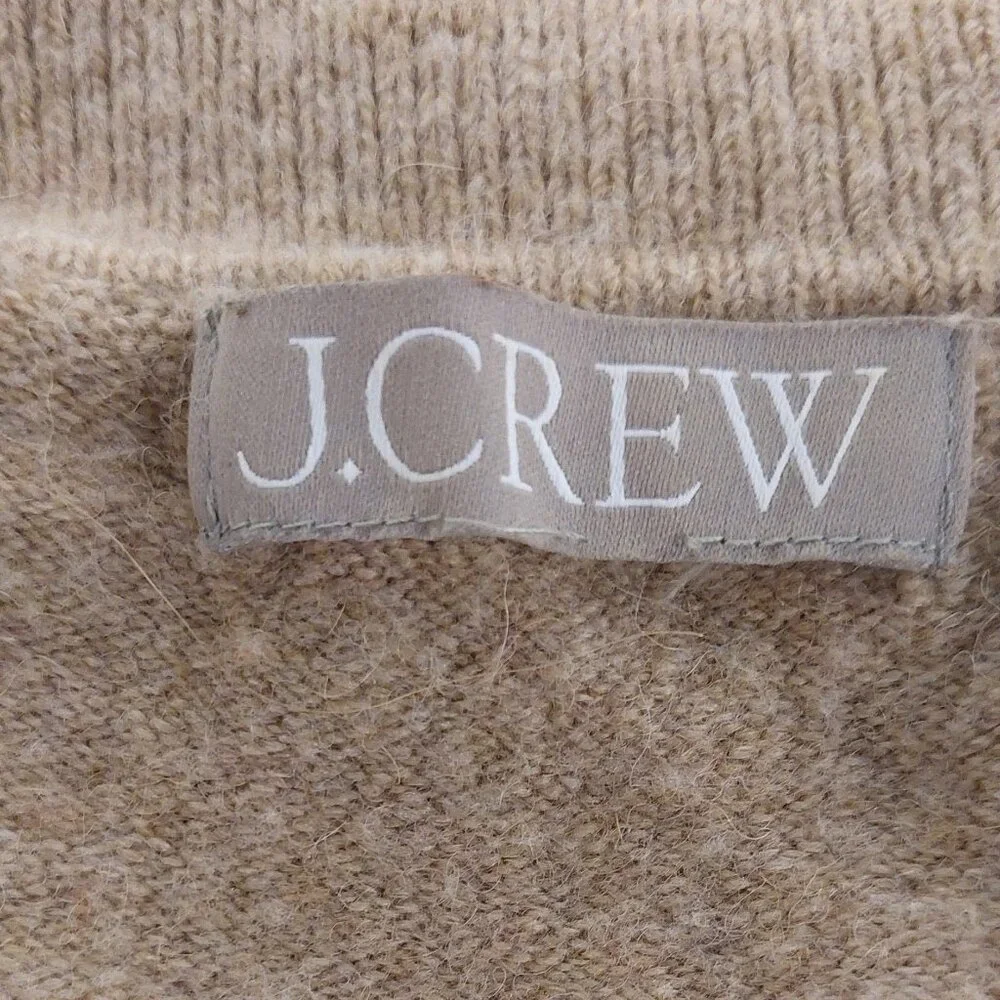 J. Crew Cappuccino Tan Wool-blend Polo Collar V-Neck Sweater Size XS/S - Picture 10 of 10